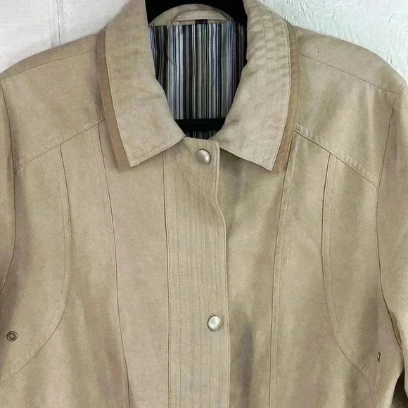 Ensign Collection Men’s Faux Suede Stripe Lined Zip up Snap up jacket Size 42/L - Picture 4 of 13
